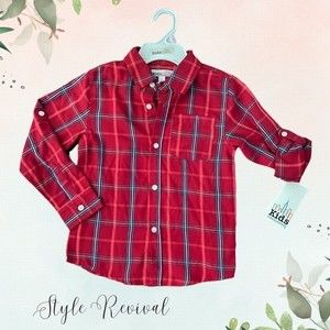 SOLD NWT Boys Plaid Collar Button Up - Kids Headquarters - Size 6